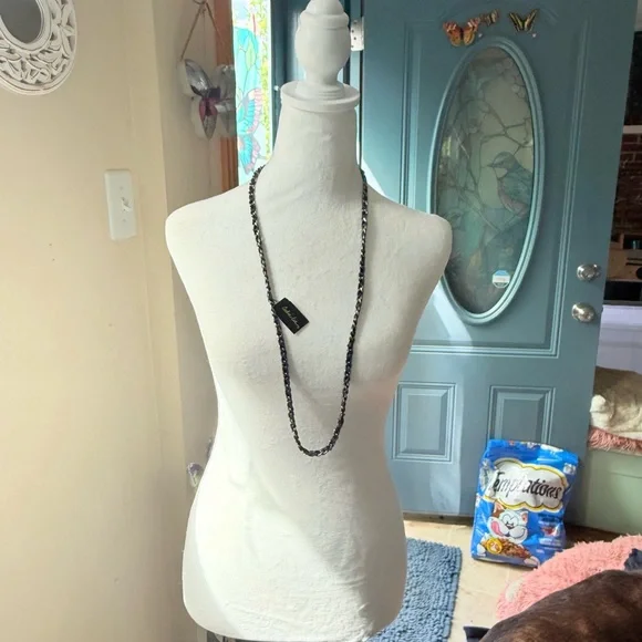 ⚕️18” Healing Hematite Blue Ribbon Woven Chain Necklace by Cookie Lee - Picture 3 of 10